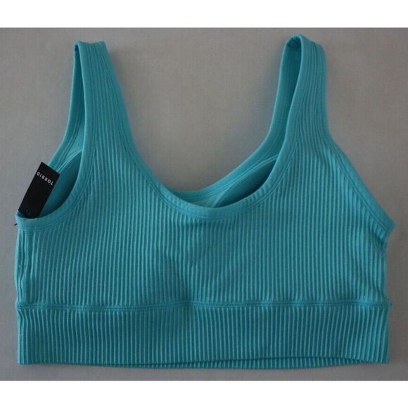 Torrid Curves Womens Sz 00 (M) Blue Radiance Ribbed Seamless Scoop Neck Bralette - Picture 2 of 5